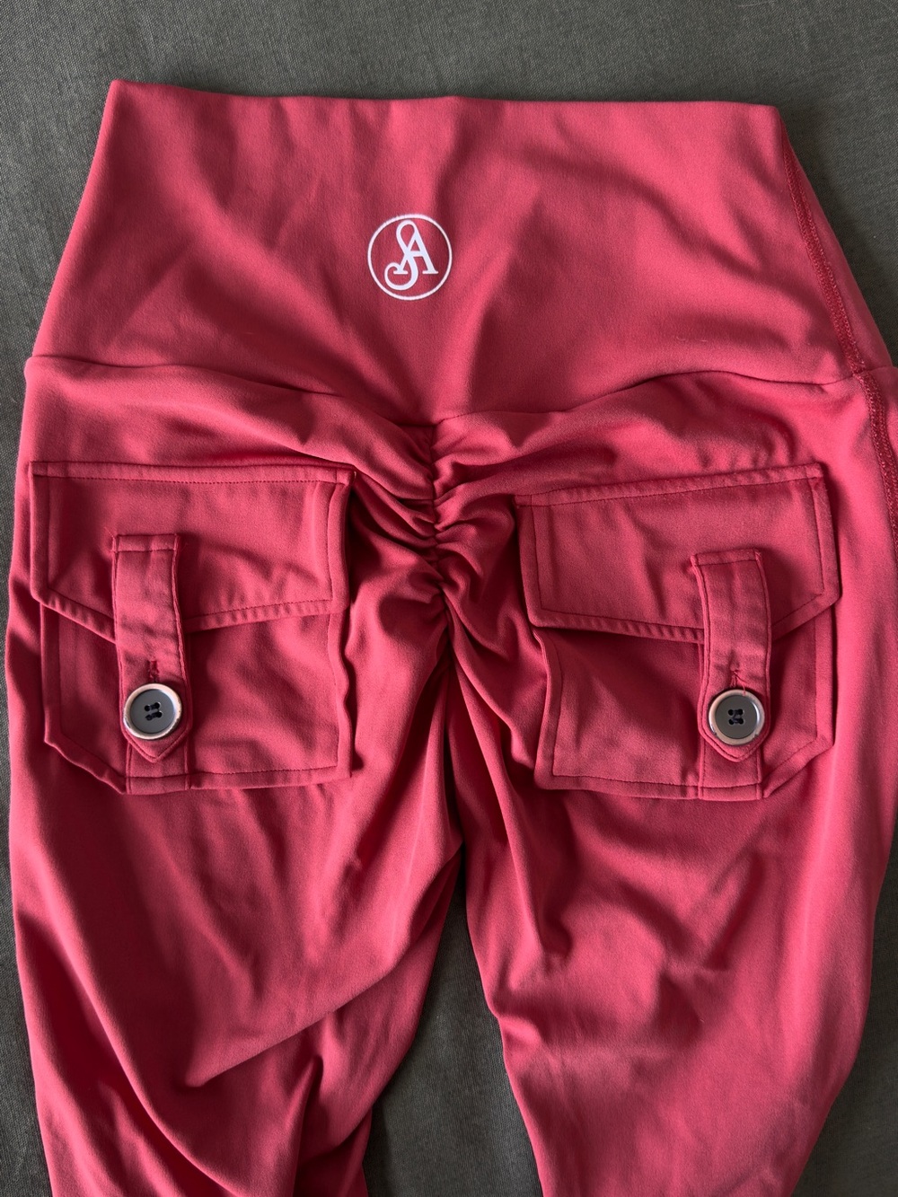 Allure The Brand Red Ruched Back Pocket Leggings - Scrunch Leggings
